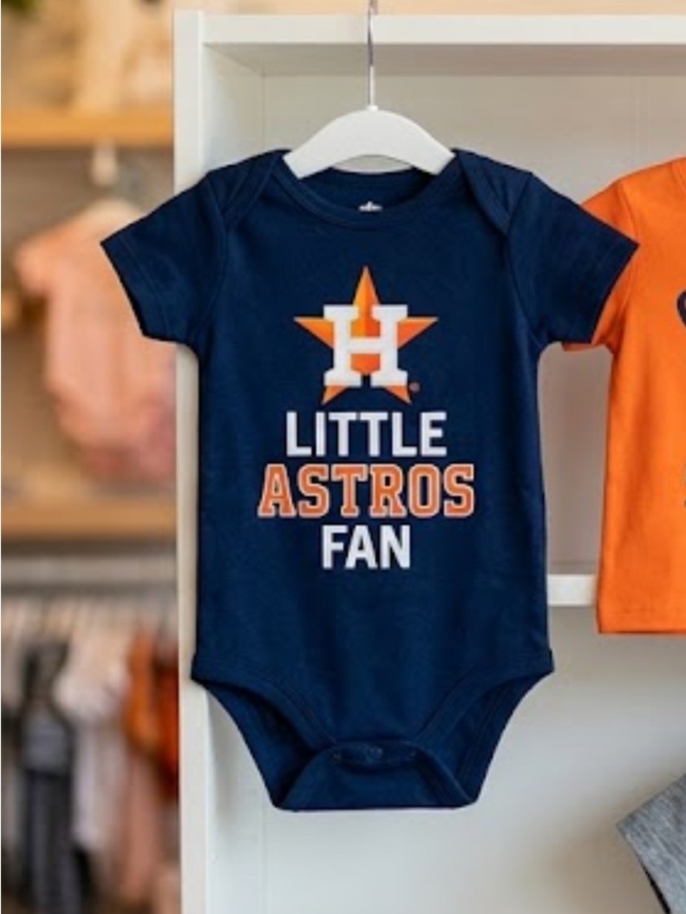 Blue  and Orange 'Little awe Astros Fan' One-Piece